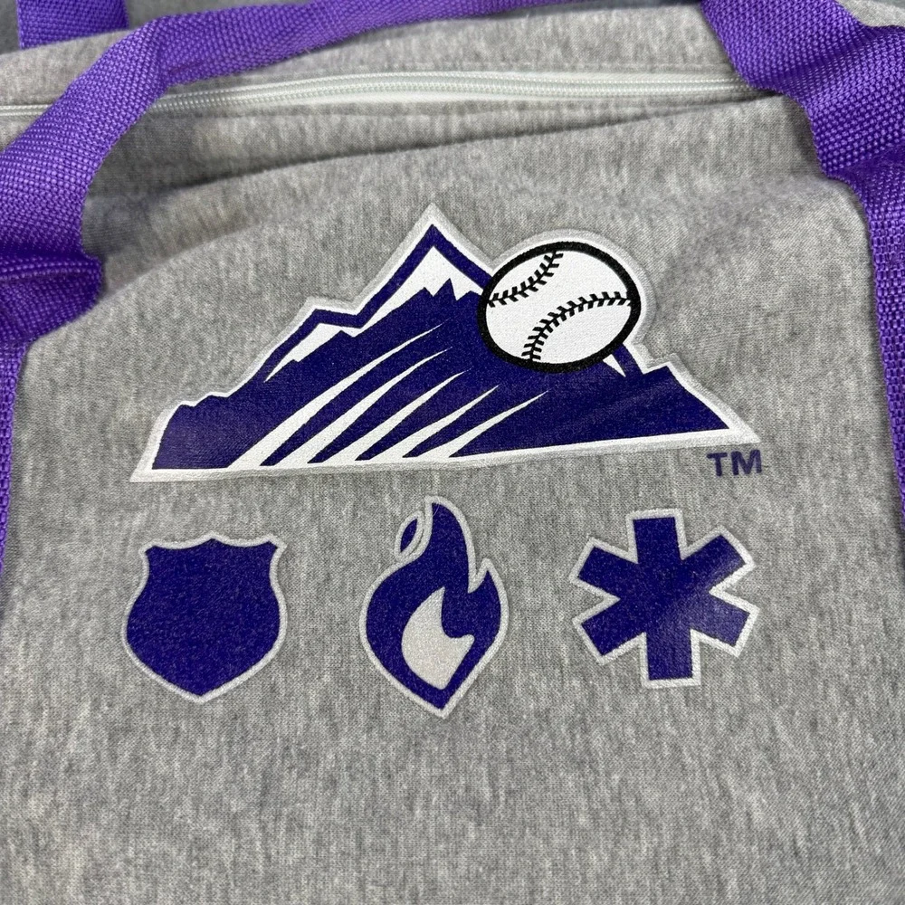 Colorado Rockies MLB First Responder Duffel Bag Grey Purple Gym Travel Bag